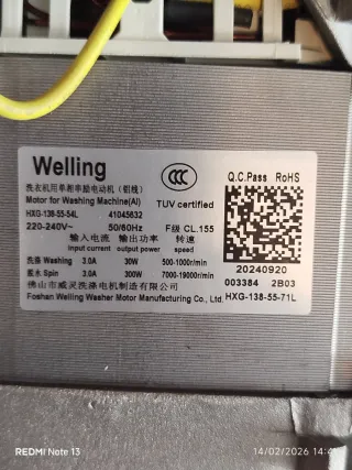 Motor Welling para Lavadora HXG-138-55-54L