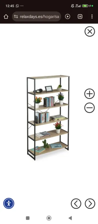 Estantería 5 baldas madera y metal