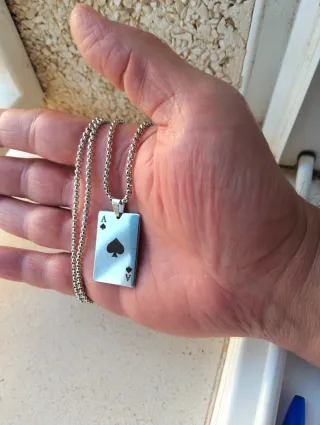 Colgante Cadena Carta Poker As de Picas