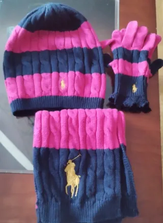 Conjunto Polo Ralph Lauren Gorro, Bufanda y Guante