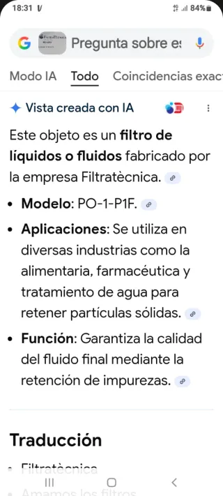 Filtro industrial blanco