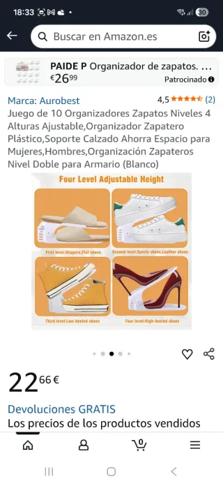 Organizador Zapatos Ajustable 10 Unidades