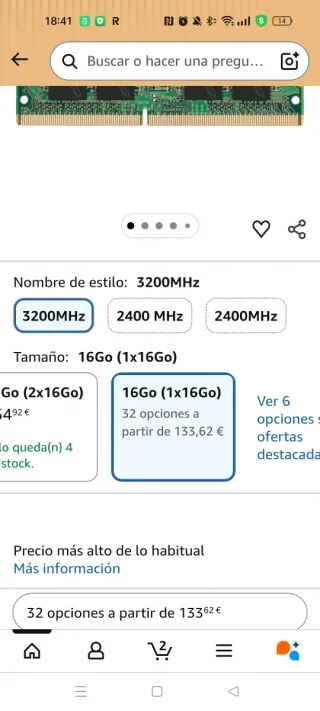 Memoria RAM Crucial 16GB DDR4 3200MHz