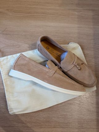 Mocasines Loro Piana Piel Serraje Beige
