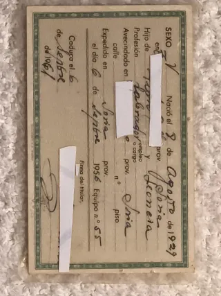 DNI ESPAÑOL ANTIGUO EN VERDE AÑO 1951