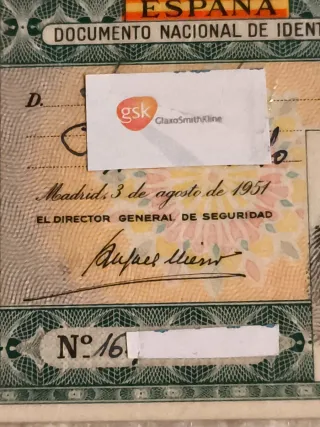 DNI ESPAÑOL ANTIGUO EN VERDE AÑO 1951