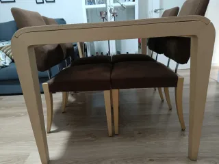 Mesa Comedor Cristal y Madera Extensible