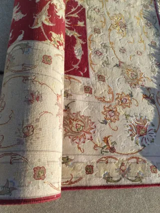 Alfombra Persa Lana y seda Beige y Roja