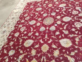 Alfombra Persa Lana y seda Beige y Roja