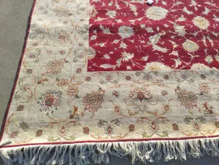 Alfombra Persa Lana y seda Beige y Roja