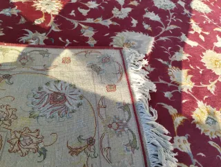 Alfombra Persa Lana y seda Beige y Roja