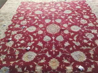 Alfombra Persa Lana y seda Beige y Roja