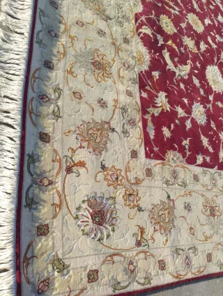 Alfombra Persa Lana y seda Beige y Roja