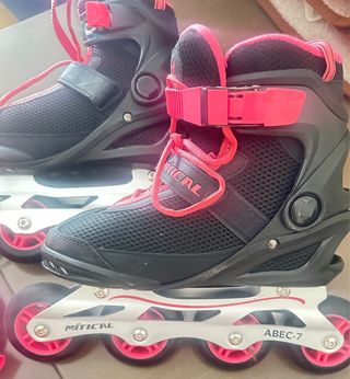 Patines en línea con protecciones rosas talla 37