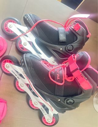 Patines en línea con protecciones rosas talla 37