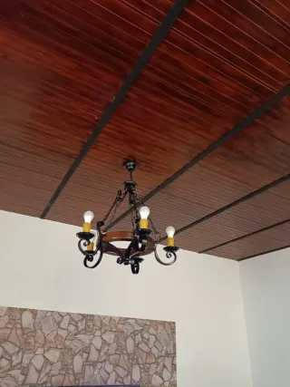 Lámparas rústicas de metal y madera (3)