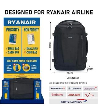 Mochila Viaje ECOHUB Cabina 40x20x25 Negra