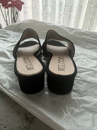 Sandalias Mules Tacón Cómodo Piel Talla 36