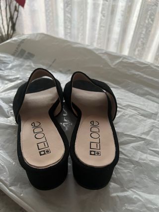 Sandalias Mules Tacón Cómodo Piel Talla 36