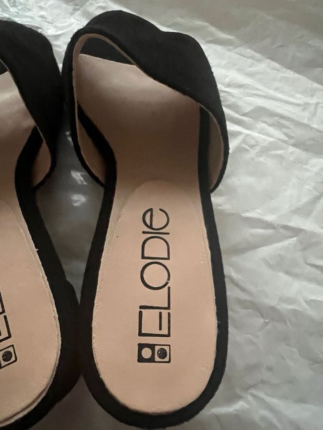 Sandalias Mules Tacón Cómodo Piel Talla 36