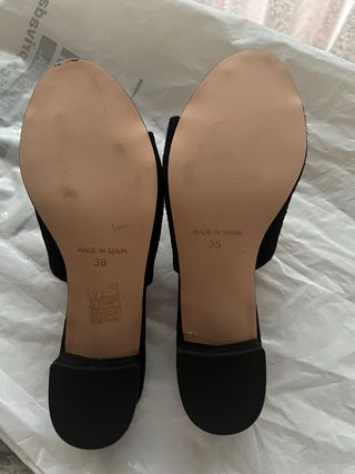 Sandalias Mules Tacón Cómodo Piel Talla 36
