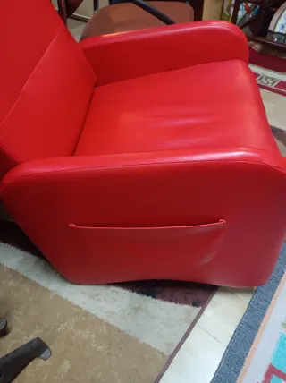 Poltrona relax manuale in ecopelle rossa