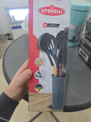 Set Utensili Cucina Silicone e Legno