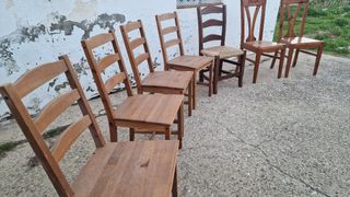Lote 7 Sillas Madera Rústicas