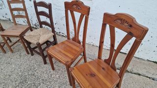 Lote 7 Sillas Madera Rústicas