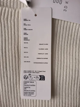 Jersey Uniqlo Lana Merino Blanco Talla M