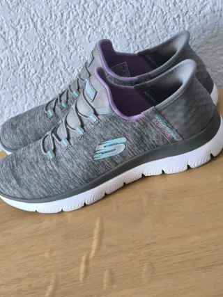 Zapatillas Skechers Slip-Ins Mujer Gris Púrpura