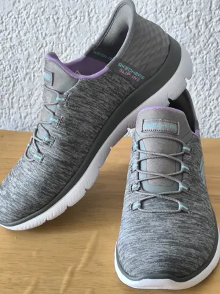 Zapatillas Skechers Slip-Ins Mujer Gris Púrpura