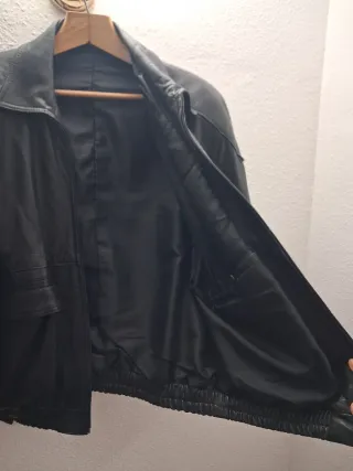 Cazadora Piel Negra Hombre