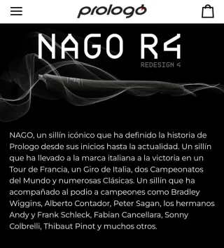 Sillín Prologo Nago R4 PAS Carbono NUEVO