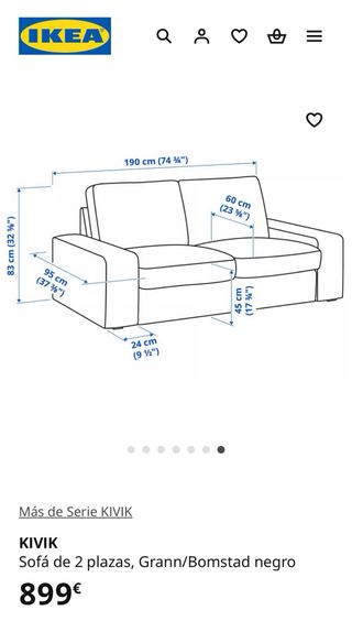 Kivik Sofa (2 plazas) + Chaiselongue Negro Piel