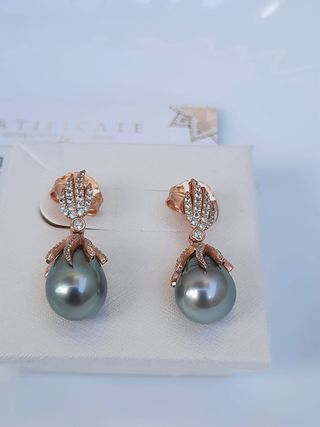 Pendientes Perla Tahitiana 10-10.5mm Plata 925