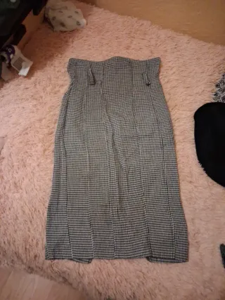 Falda tubo tiro alto pata de gallo