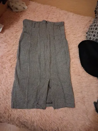 Falda tubo tiro alto pata de gallo