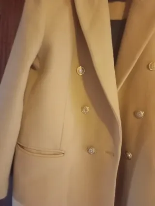 Abrigo Zara Lana Manteco Beige