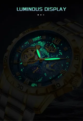 Reloj LIGE Automático Hombre Azul Dorado