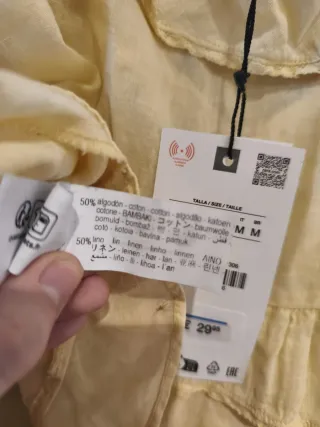 Top Zara volantes lino puntilla