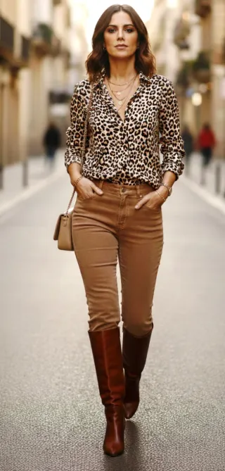 Camisa manga media animal print