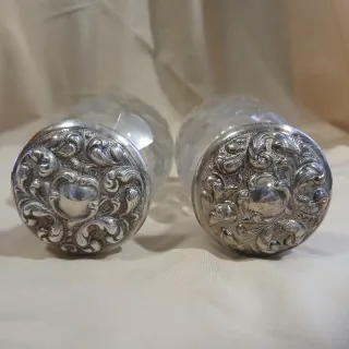 Conjunto 2 botellas perfume cristal tallado