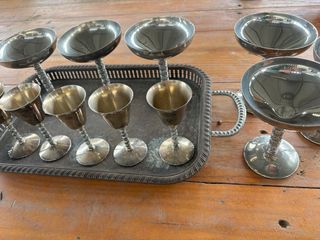 Juego copas bañadas en plata alpaca