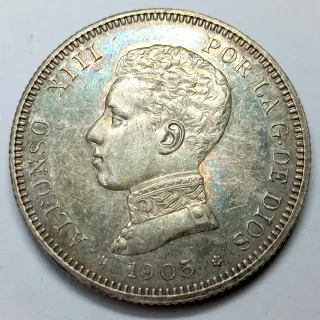 BAY2 1. Plata. 2 pesetas 1905 *1905 SM V. UNC-