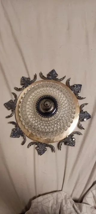 Plafón Techo Vintage Cristal y Metal 36cm