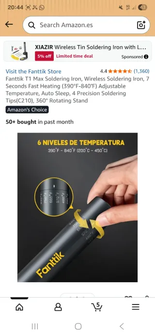 Soldador Fanttik T1 con Soporte y Accesorios