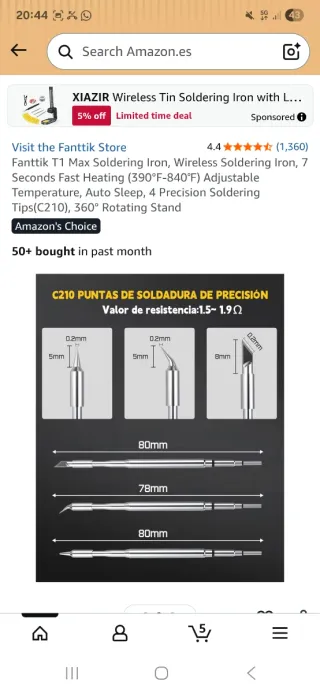 Soldador Fanttik T1 con Soporte y Accesorios