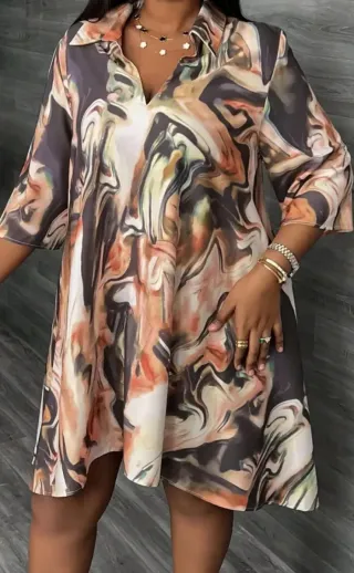 Abito corto curvy fantasia multicolor