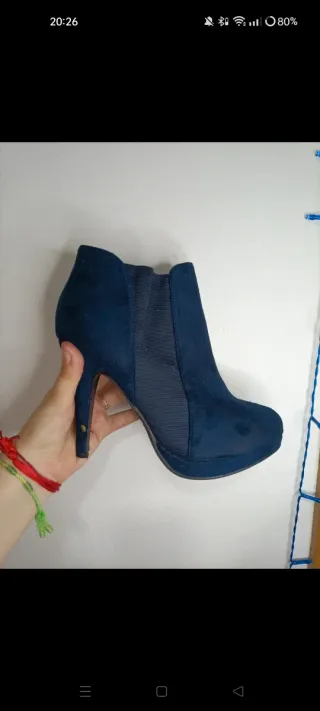 Botines de tacón azul
